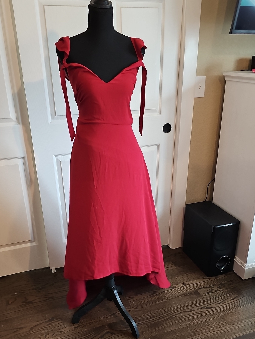 Express Red High-Low Midi Dress